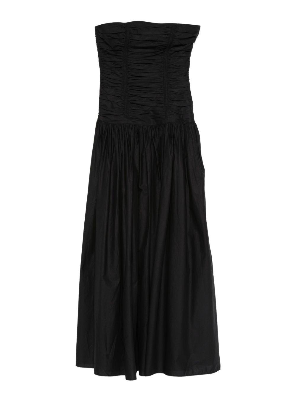 Drop-Waist Strapless Midi Dress