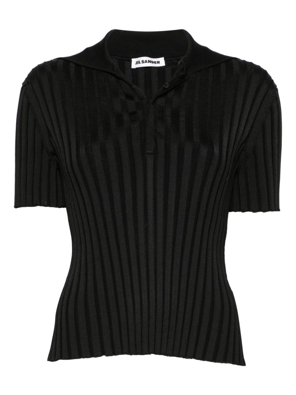 Ribbed-Knit Polo Top