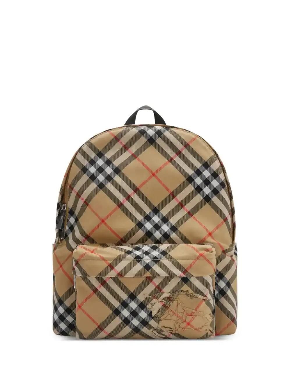 Vintage Check-Pattern Backpack