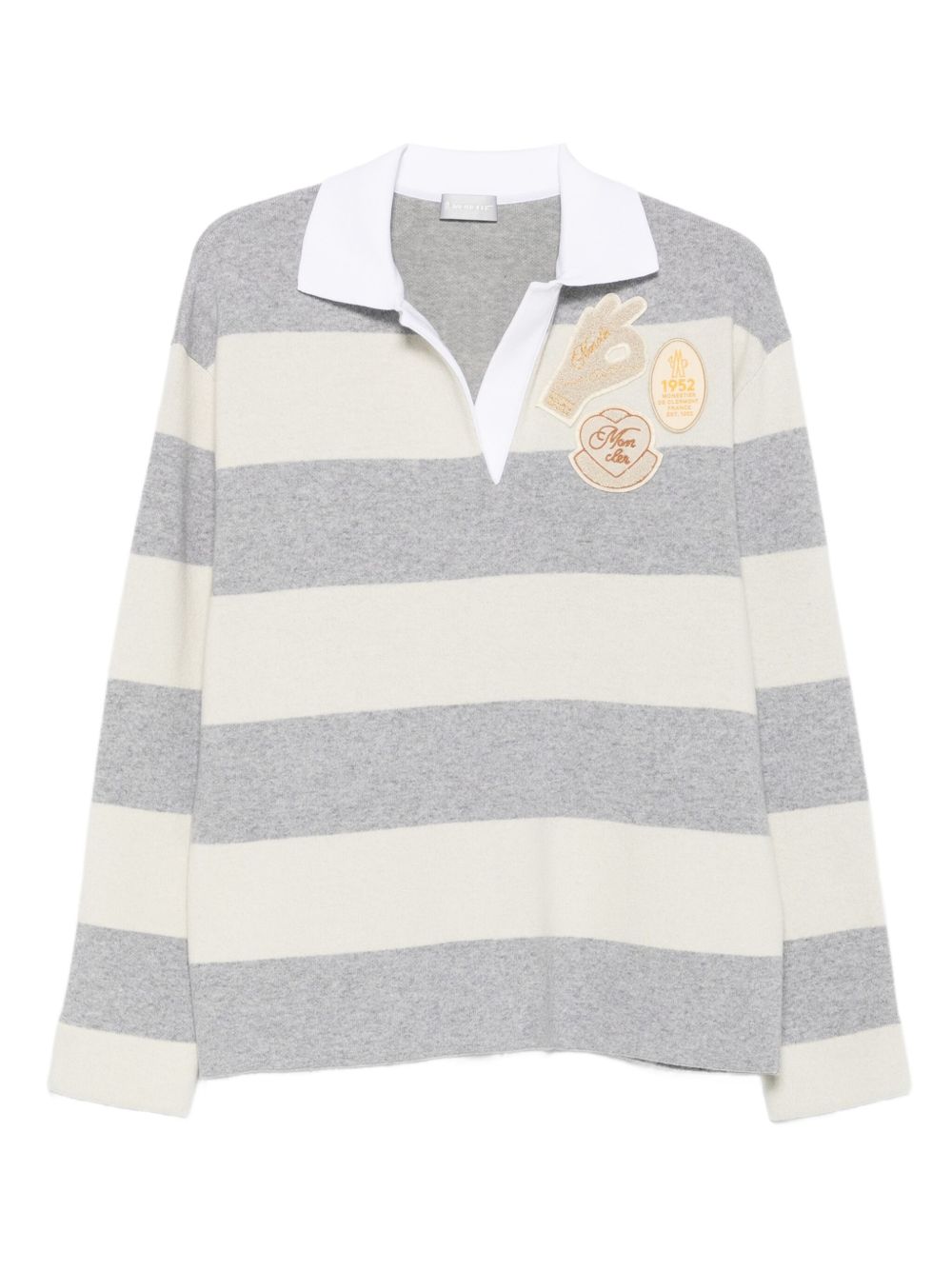 Striped Embroidered Polo Top