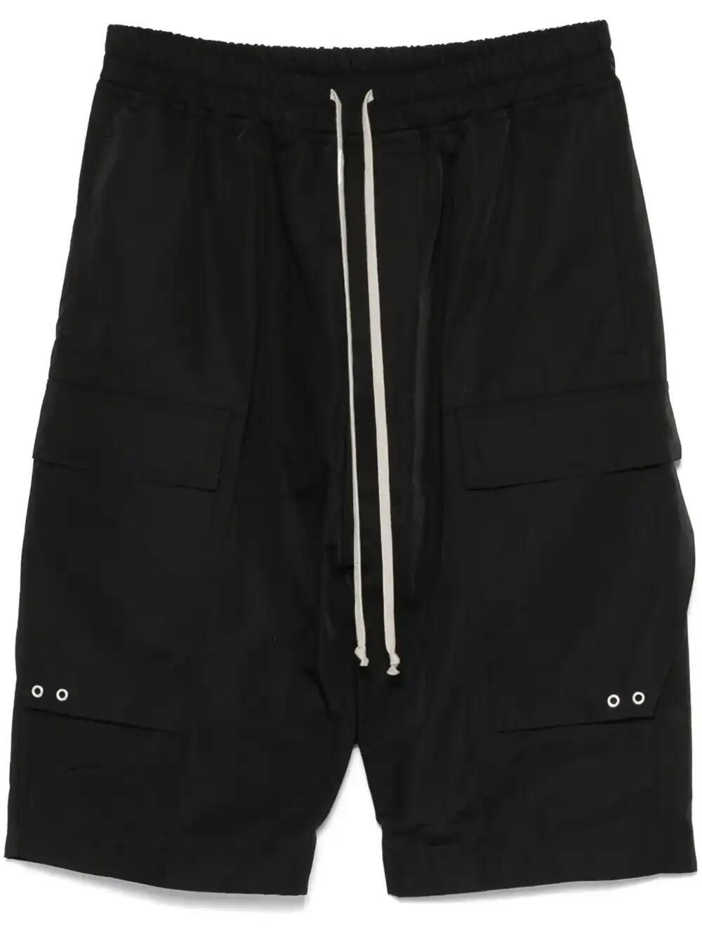 Rick Owens Drawstring Knee Length Shorts With Button Detailing In Schwarz