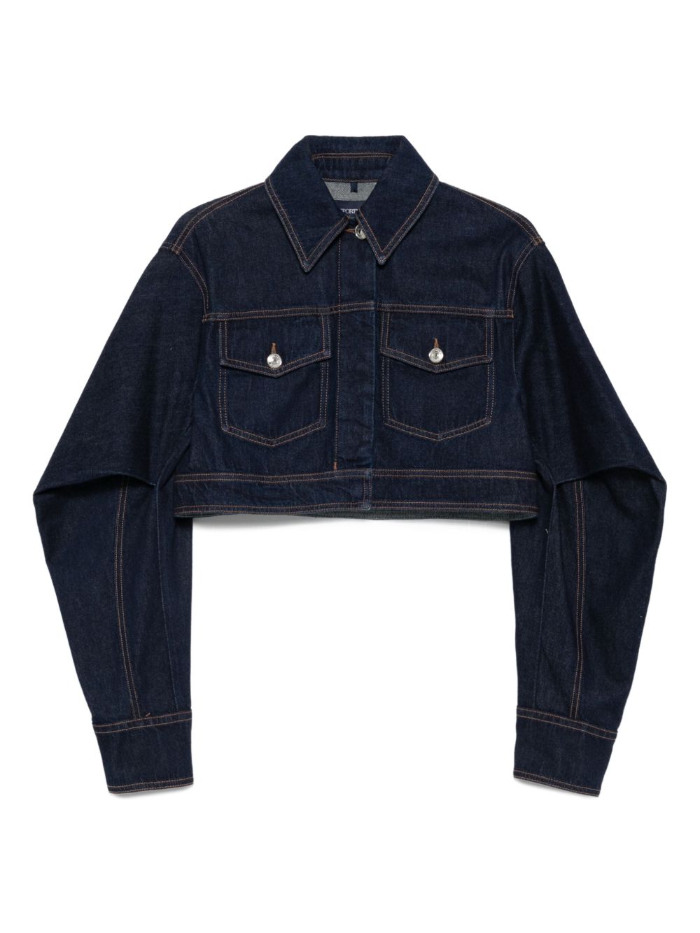 Cropped Buttoned Denim Jacket