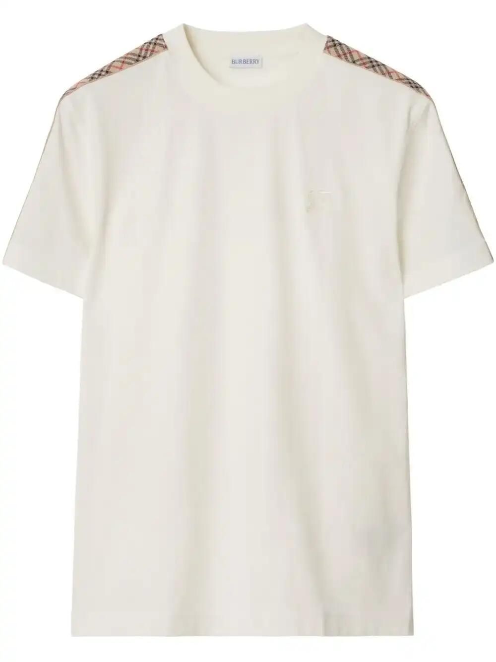 Checkered-Trim Cotton T-Shirt