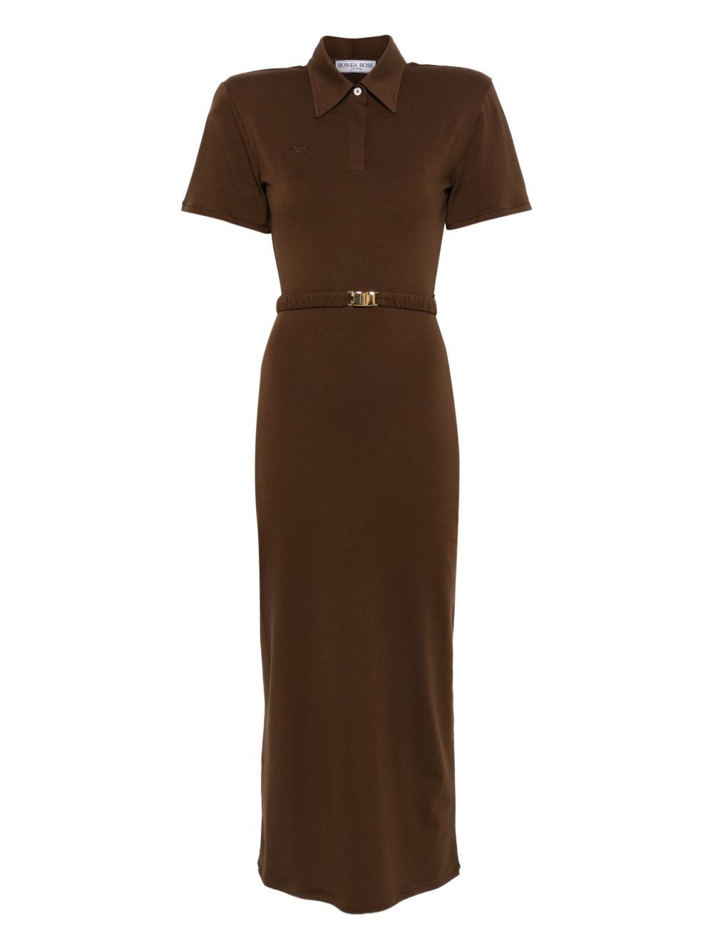 Polo-Collar Belted Midi Dress