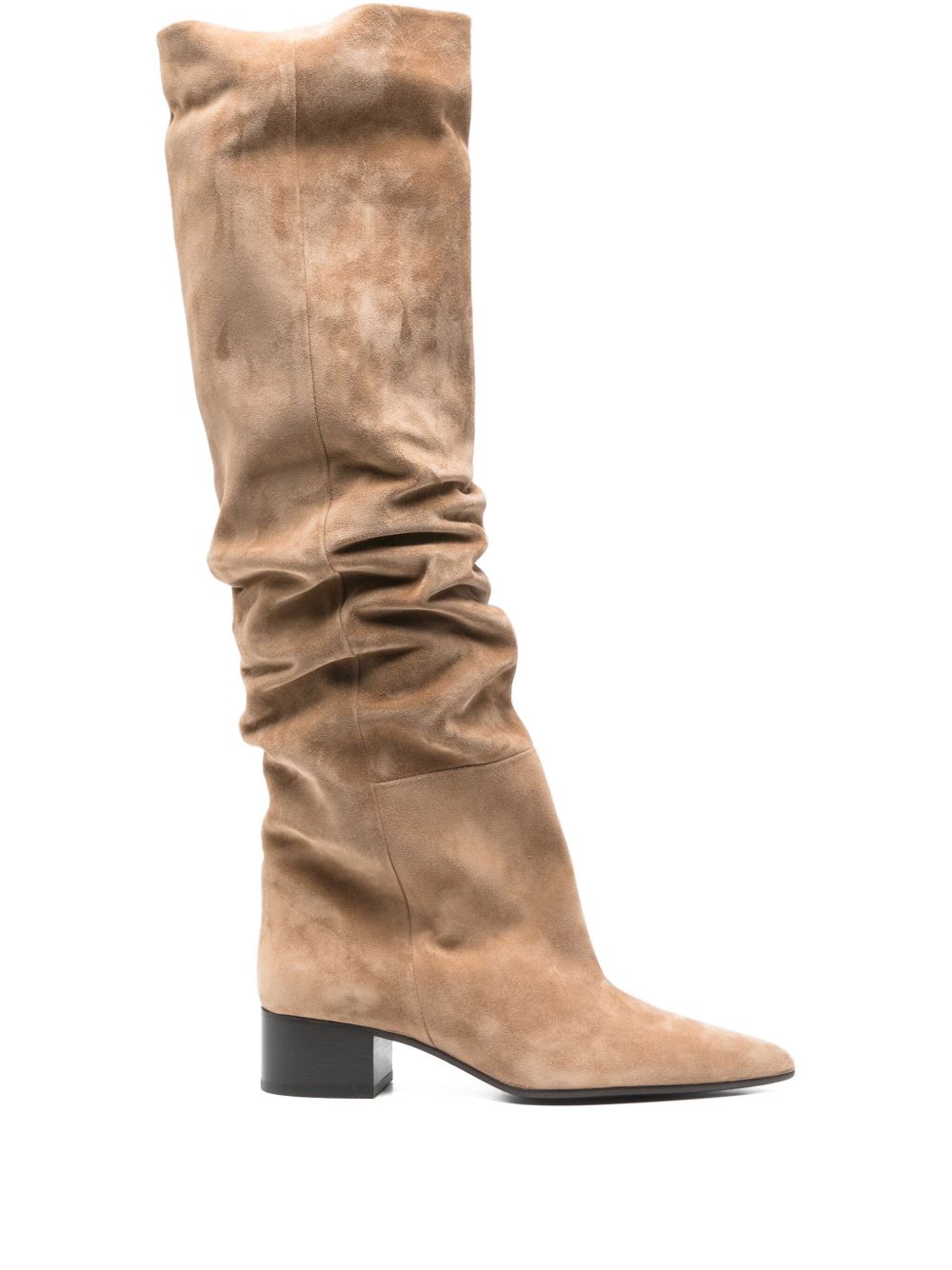 Khaite 40mm Andee Suede Knee Boots In Neutral