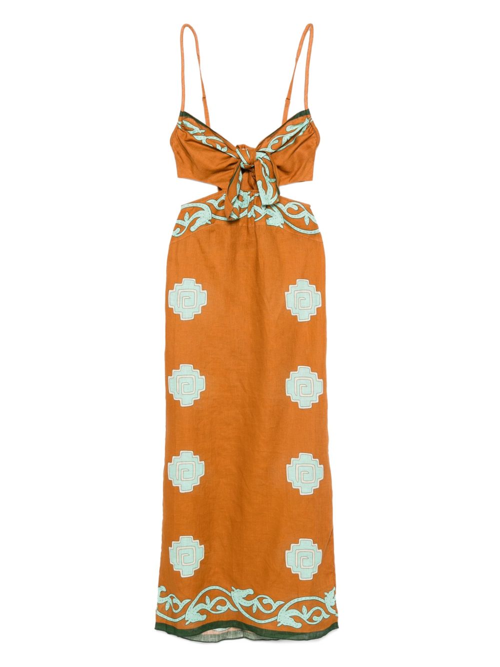 Los Siete Mares Cut-Out Geometric-Print Dress