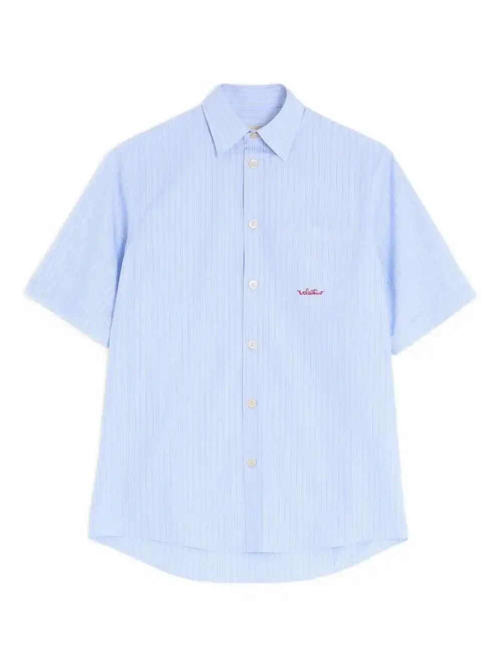 Striped-Pattern Embroidered-Logo Shirt