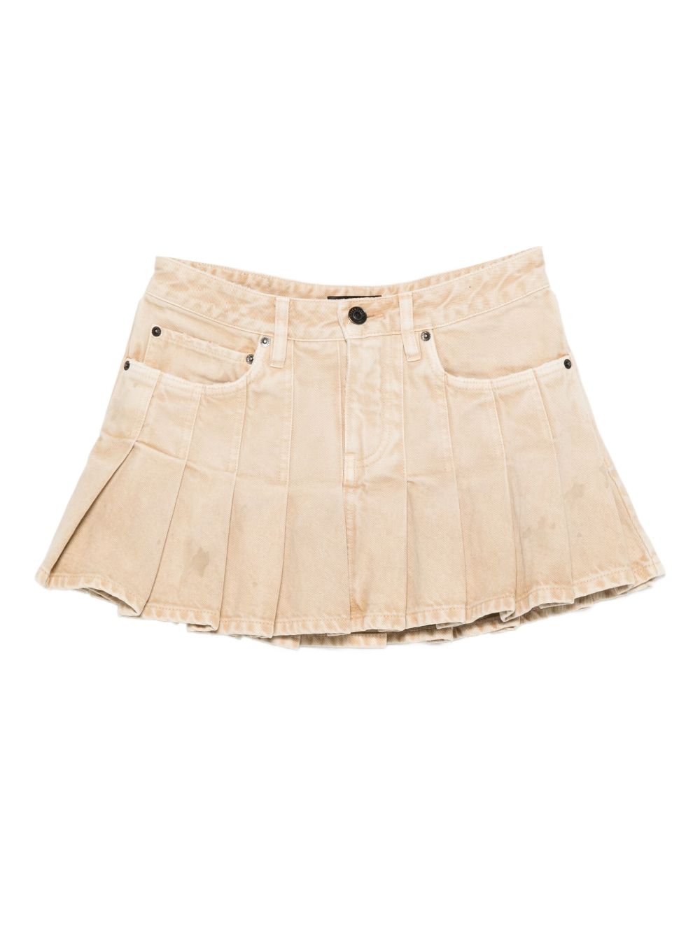 Pleated Denim Mini Skirt