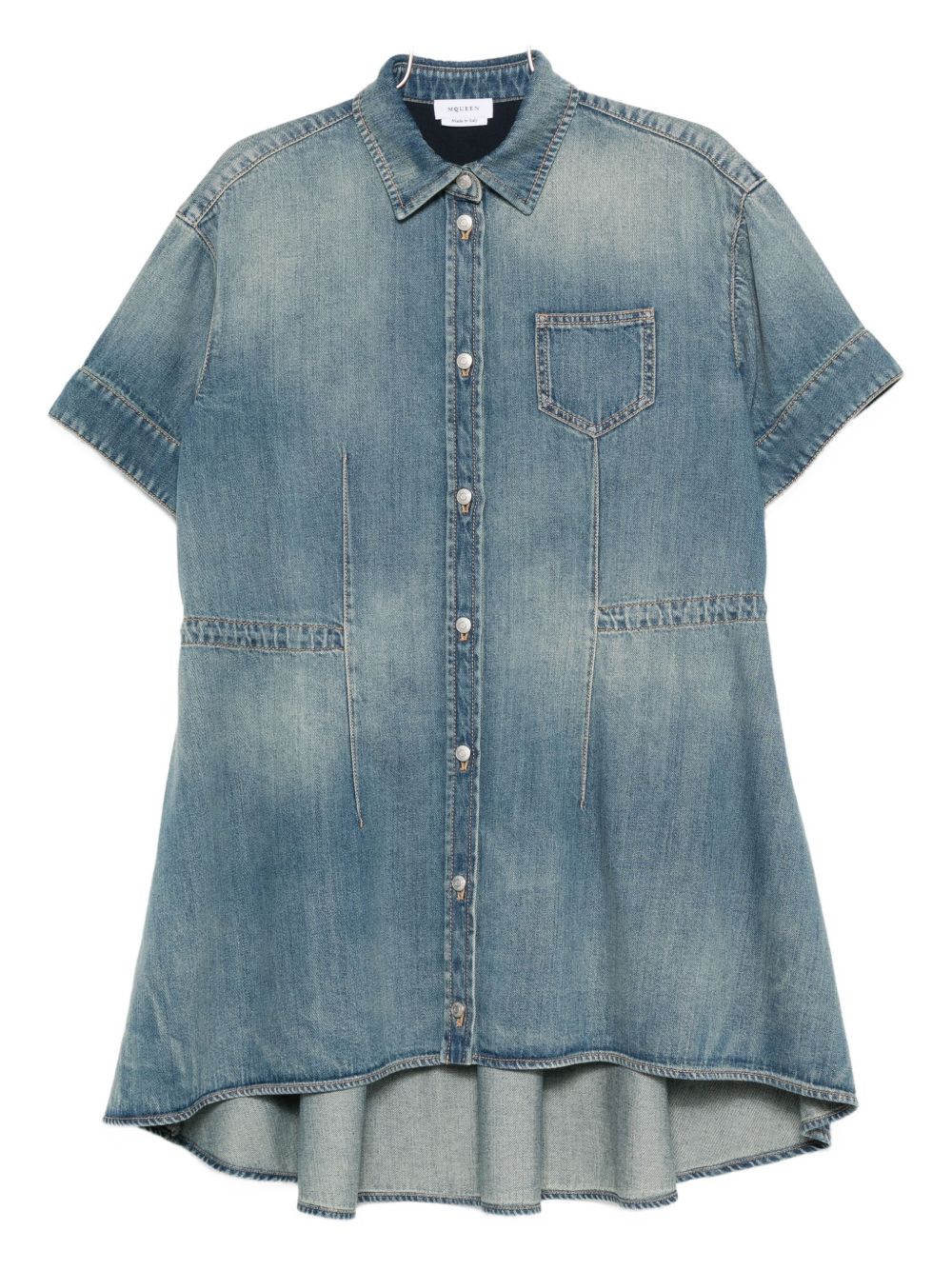 Shorts-Leeved Denim Mini Dress