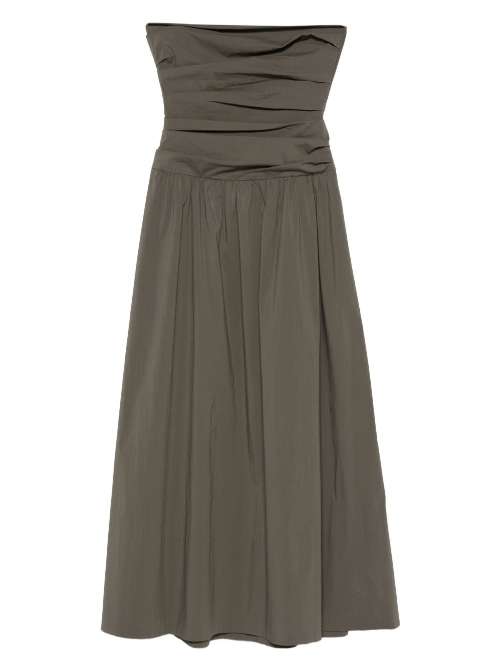 Gathered-Detail Strapless Midi Dress