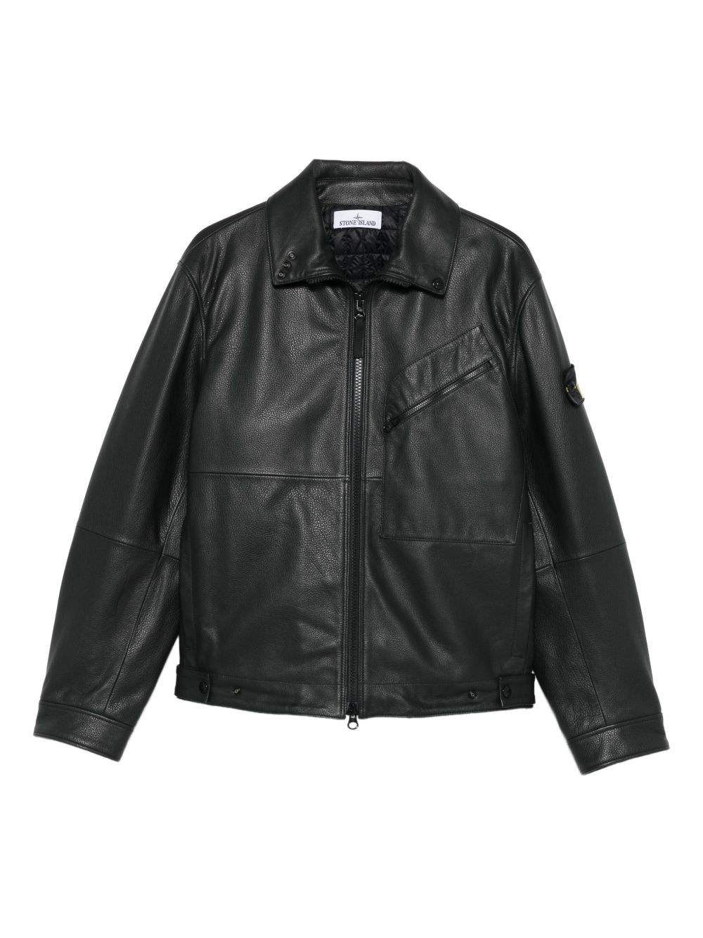 Panelled Zip-Fastening Leather Jacket