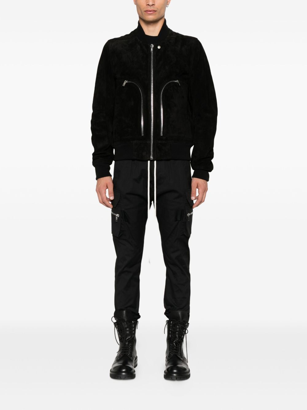Rick Owens Mens Black Bauhaus Flight Leather Bomber Jacket In Black