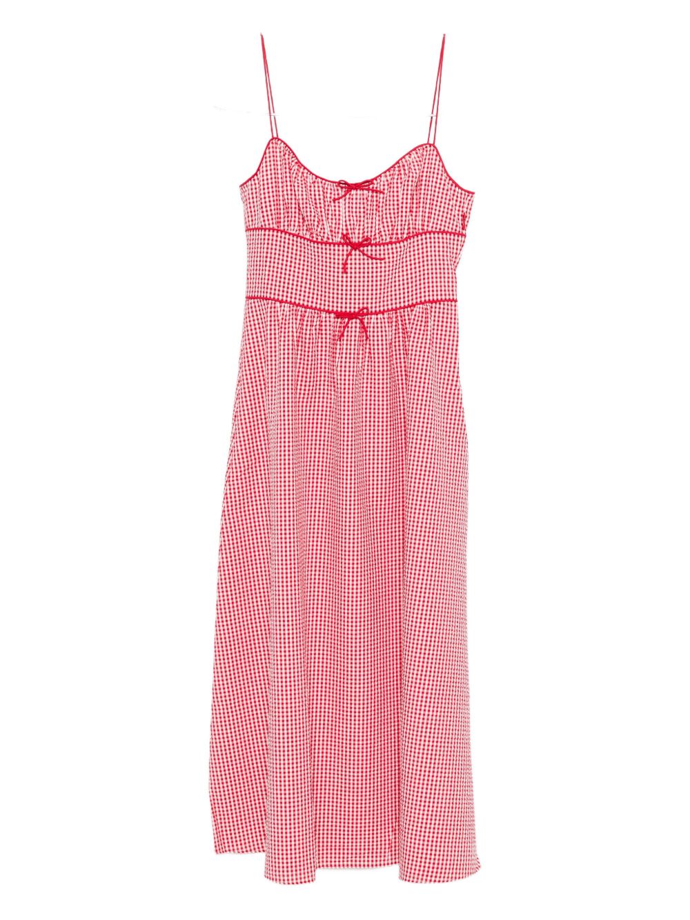 Doen Belline Gingham Bow Dress In Red