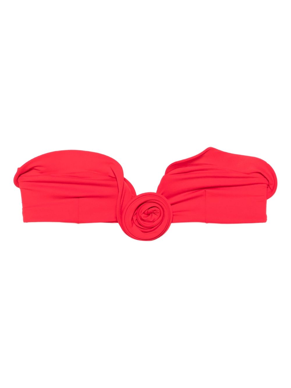 Rose-Embellished Bandeau Bikini Top