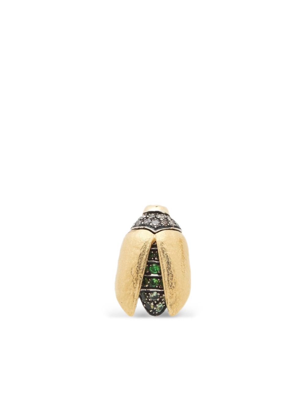 18kt Yellow Gold Mini Scarab Diamond And Tsavorite Earrings
