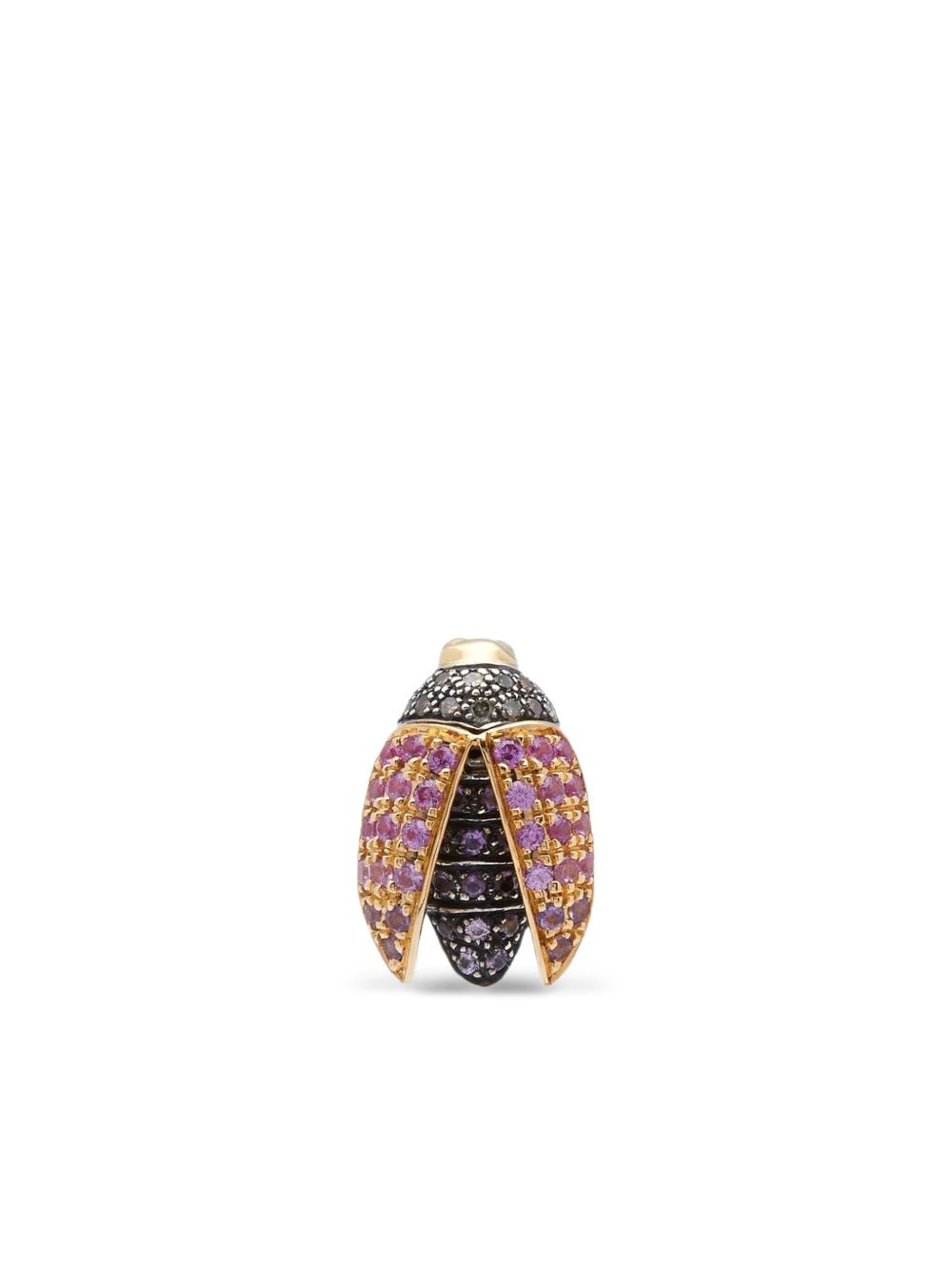 18kt Yellow Gold Mini Scarab Diamond And Sapphire Earrings