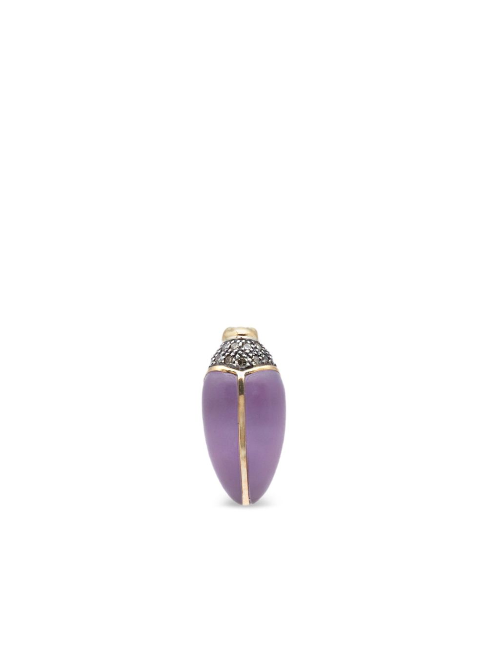 18kt Yellow Gold Mini Scarab Diamond And Amethyst Earrings