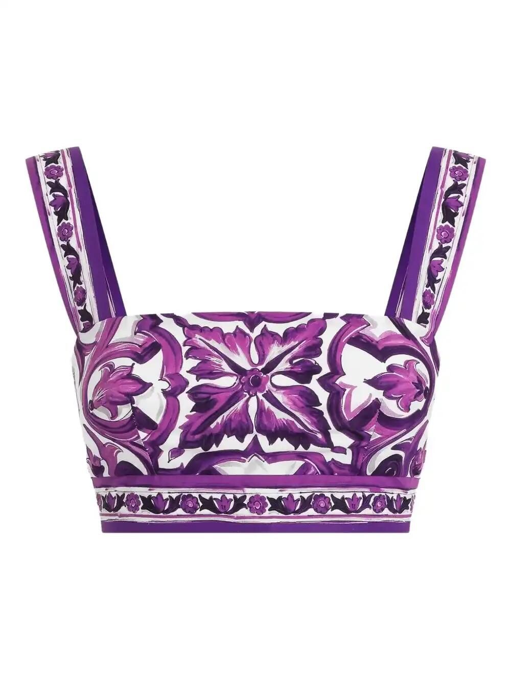 Majolica-Print Bralette Top