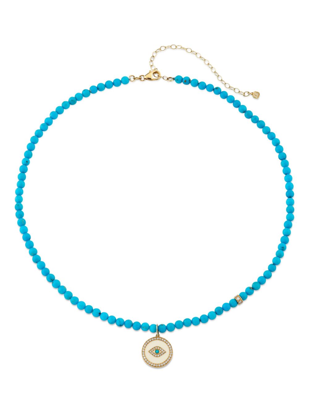14K Yellow Gold Evil Eye Diamond And Turquoise Necklace