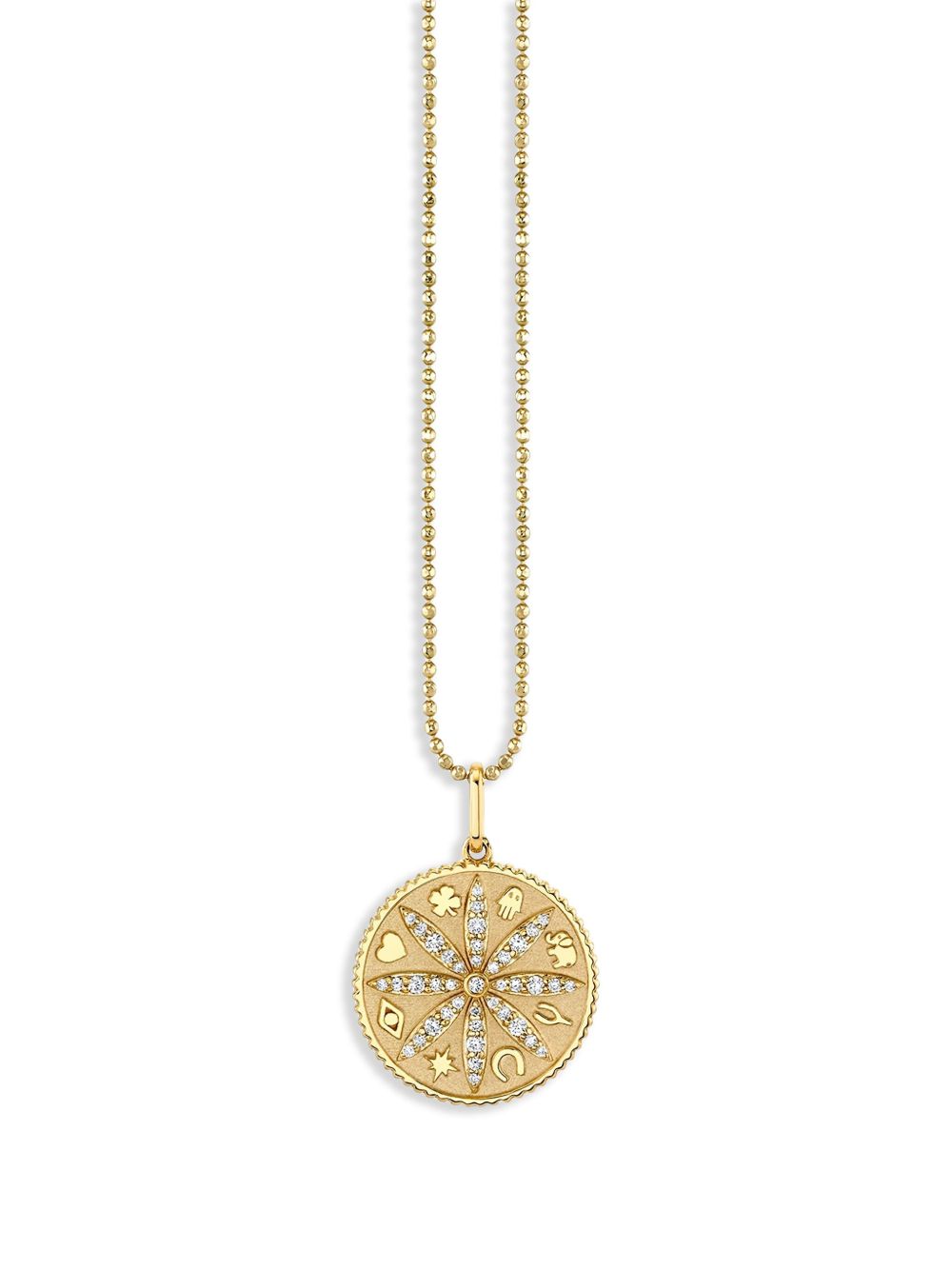 14K Yellow Gold Small Sand Dollar Diamond Pendant Charm