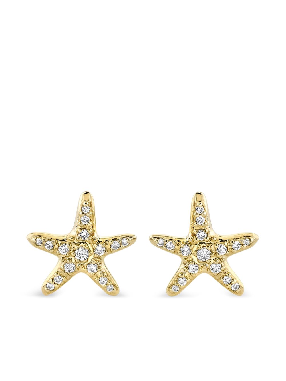 14K Yellow Gold Starfish Diamond Stud Earrings