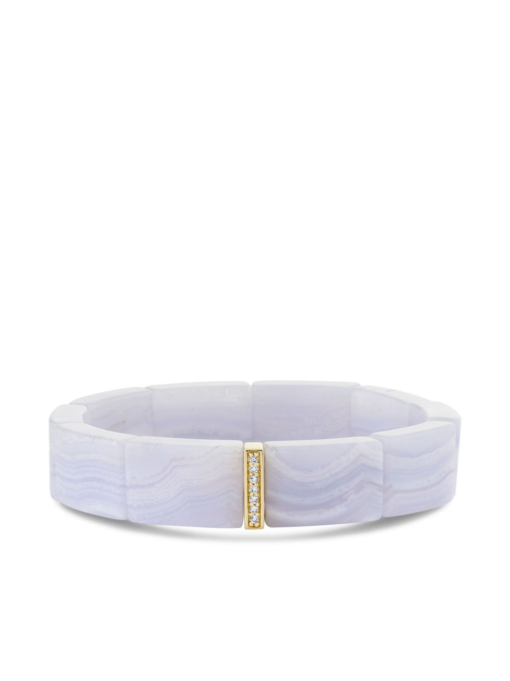14K Yellow Gold Small Single Row Aquamarine And Diamond Bracelet