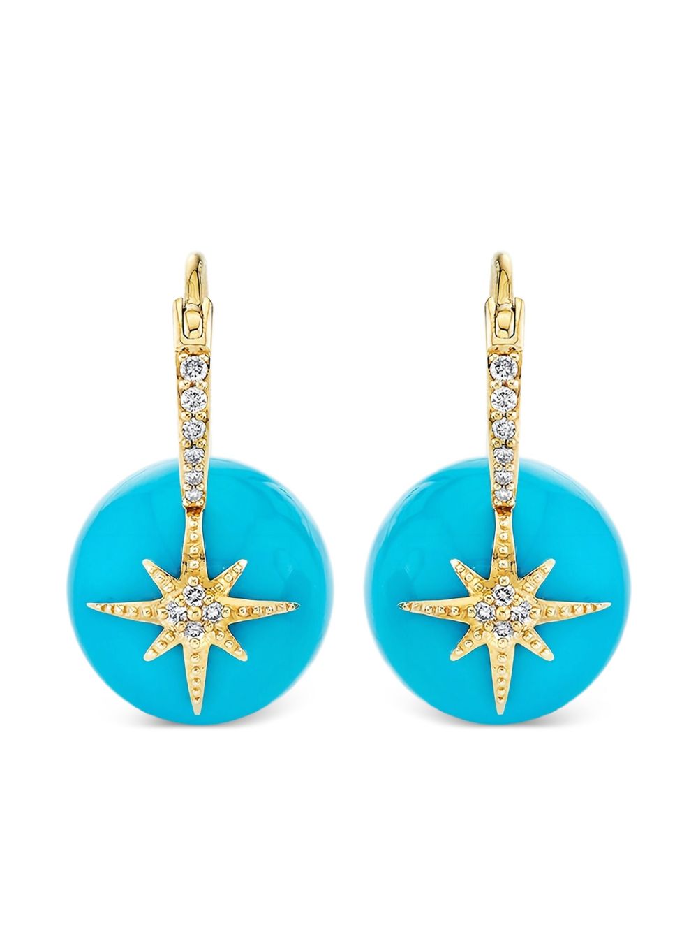 14K Yellow Gold Starburst Diamond Earrings