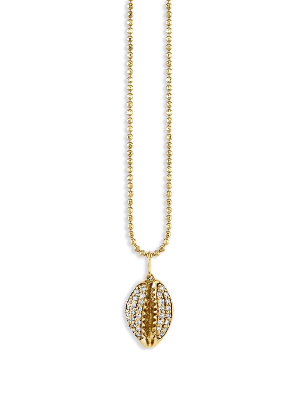 14K Yellow Gold Cowrie Shell Diamond Pendant Charm