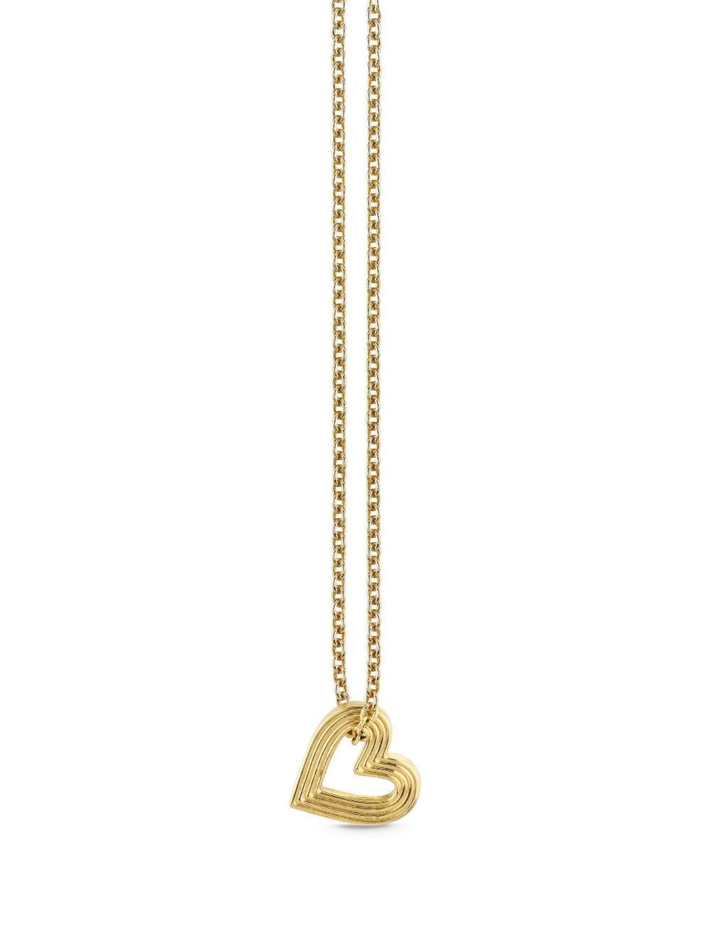 14K Yellow Gold Fluted Heart Necklace
