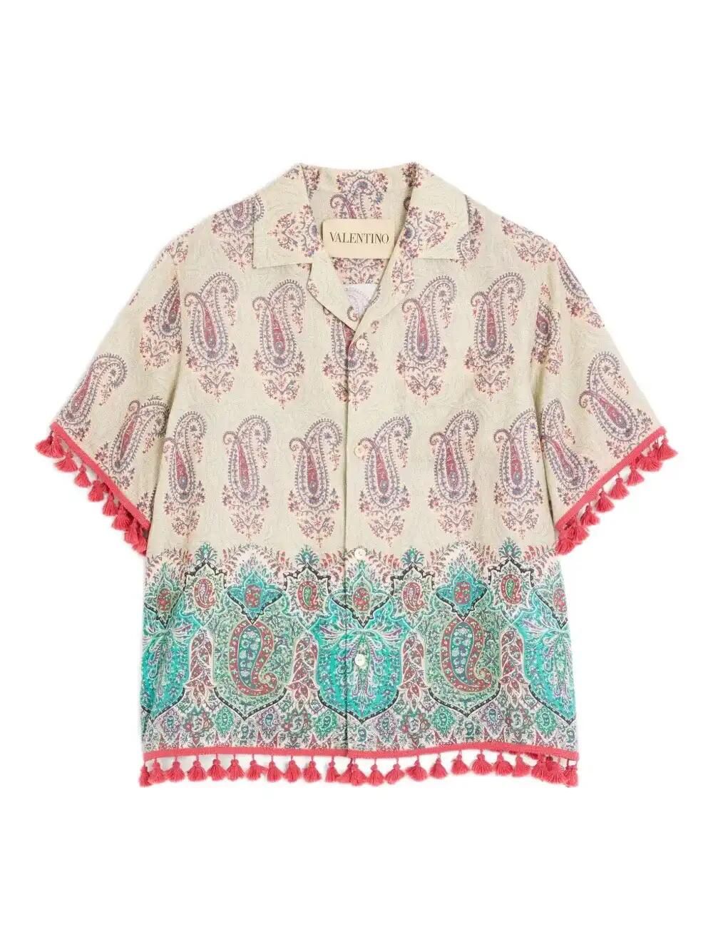 Voyage Imaginaire-Print Linen Shirt