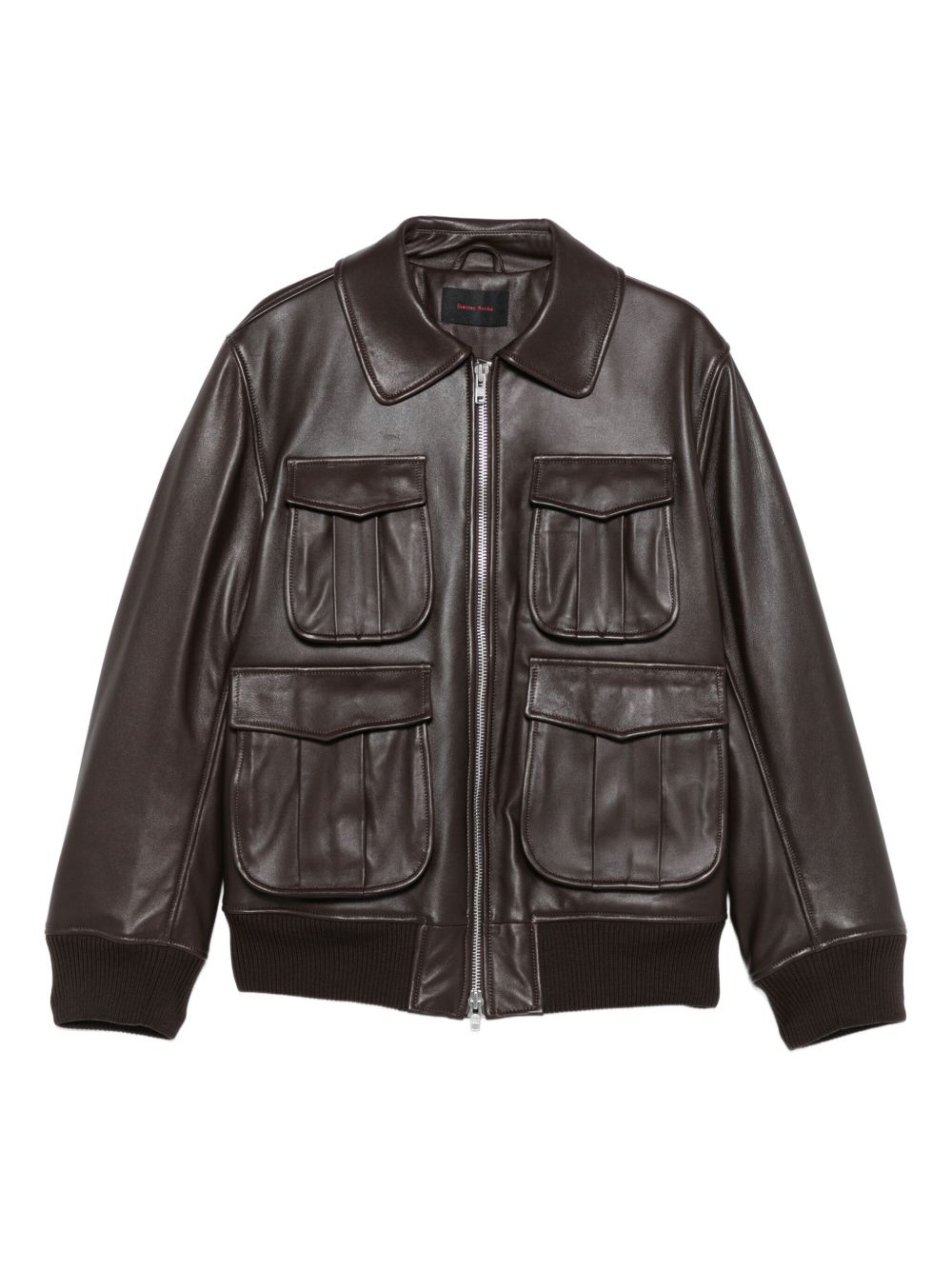 Multiple-Pocket Lambskin Leather Jacket