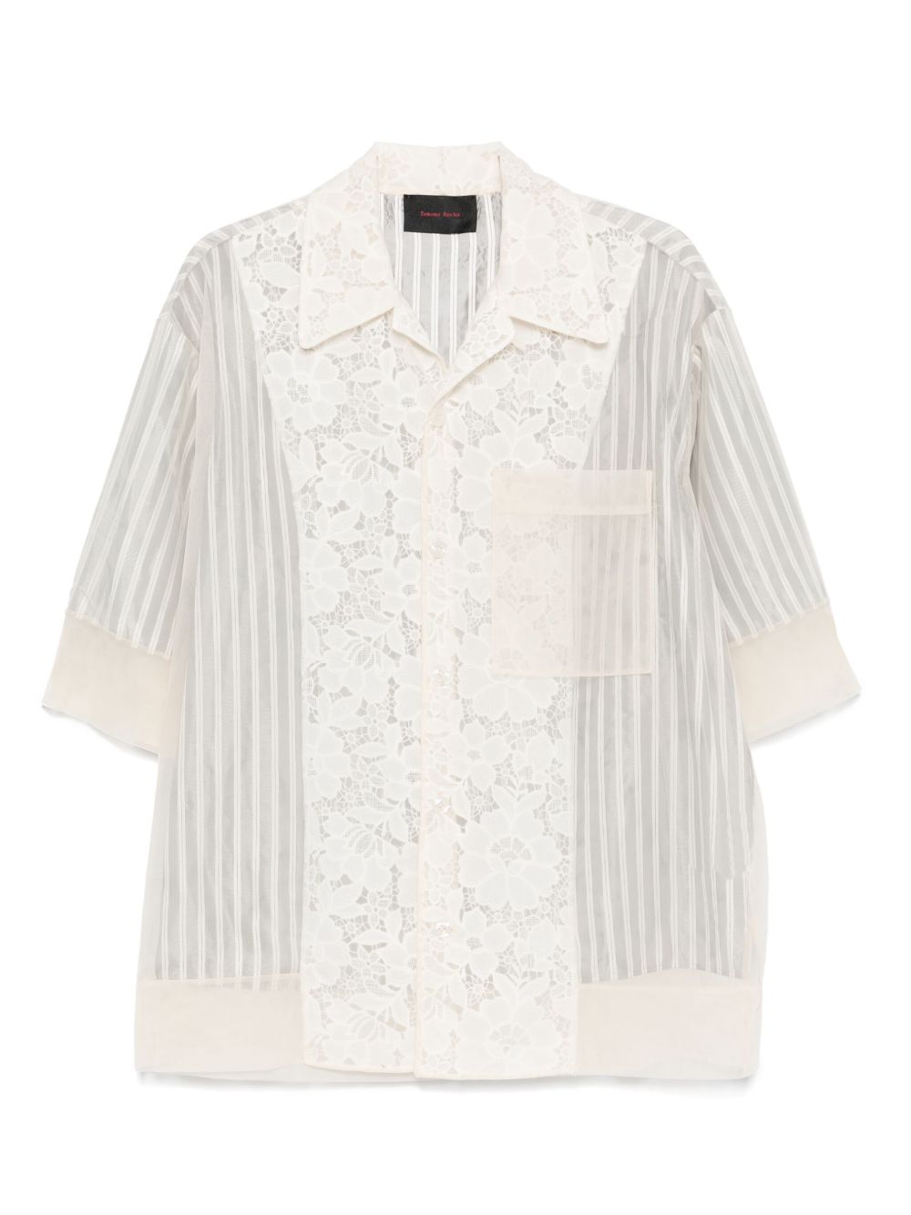 Lace-Panel Striped Shirt