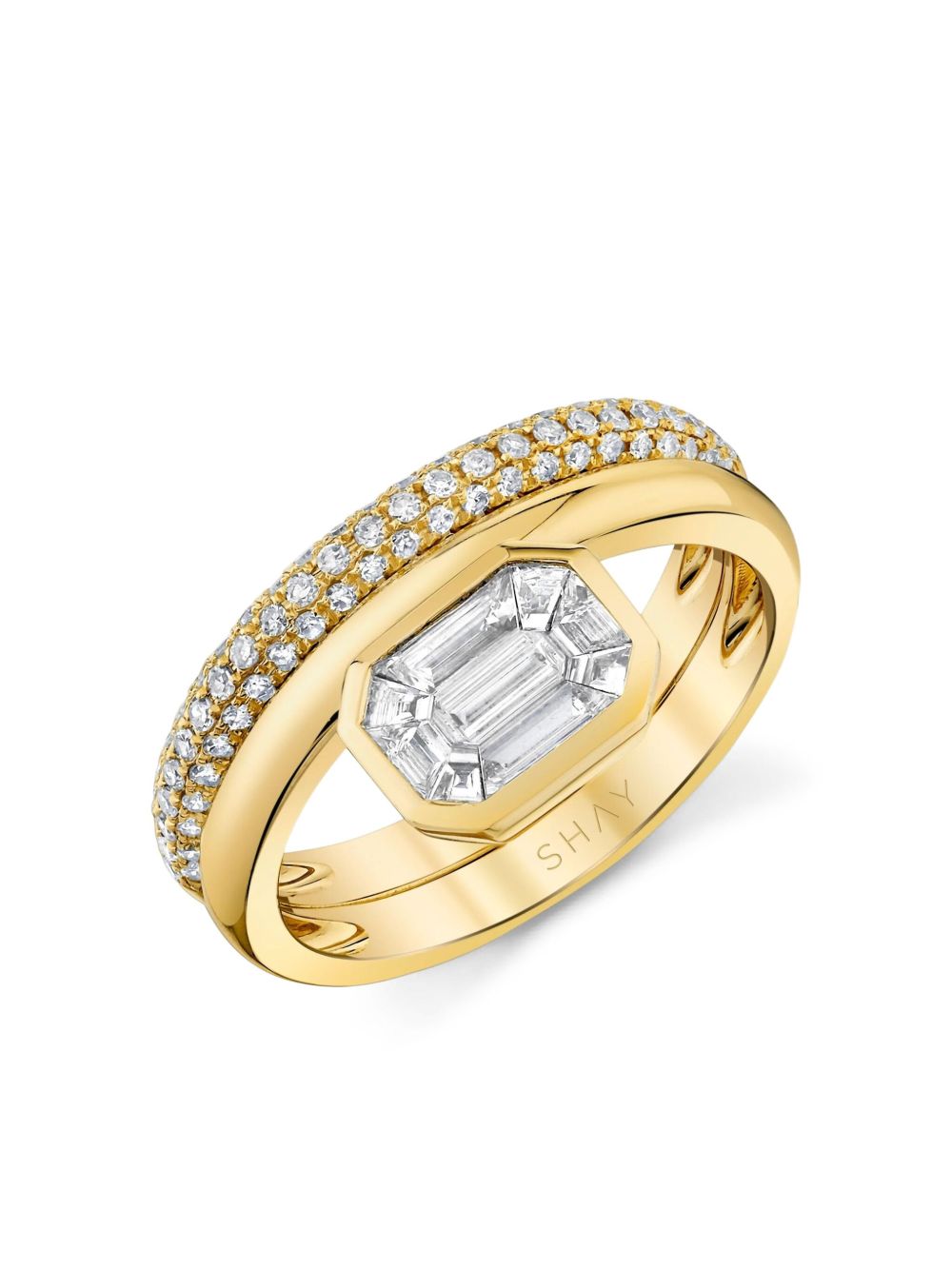 18K Yellow Gold Floating Bezel Diamond Ring