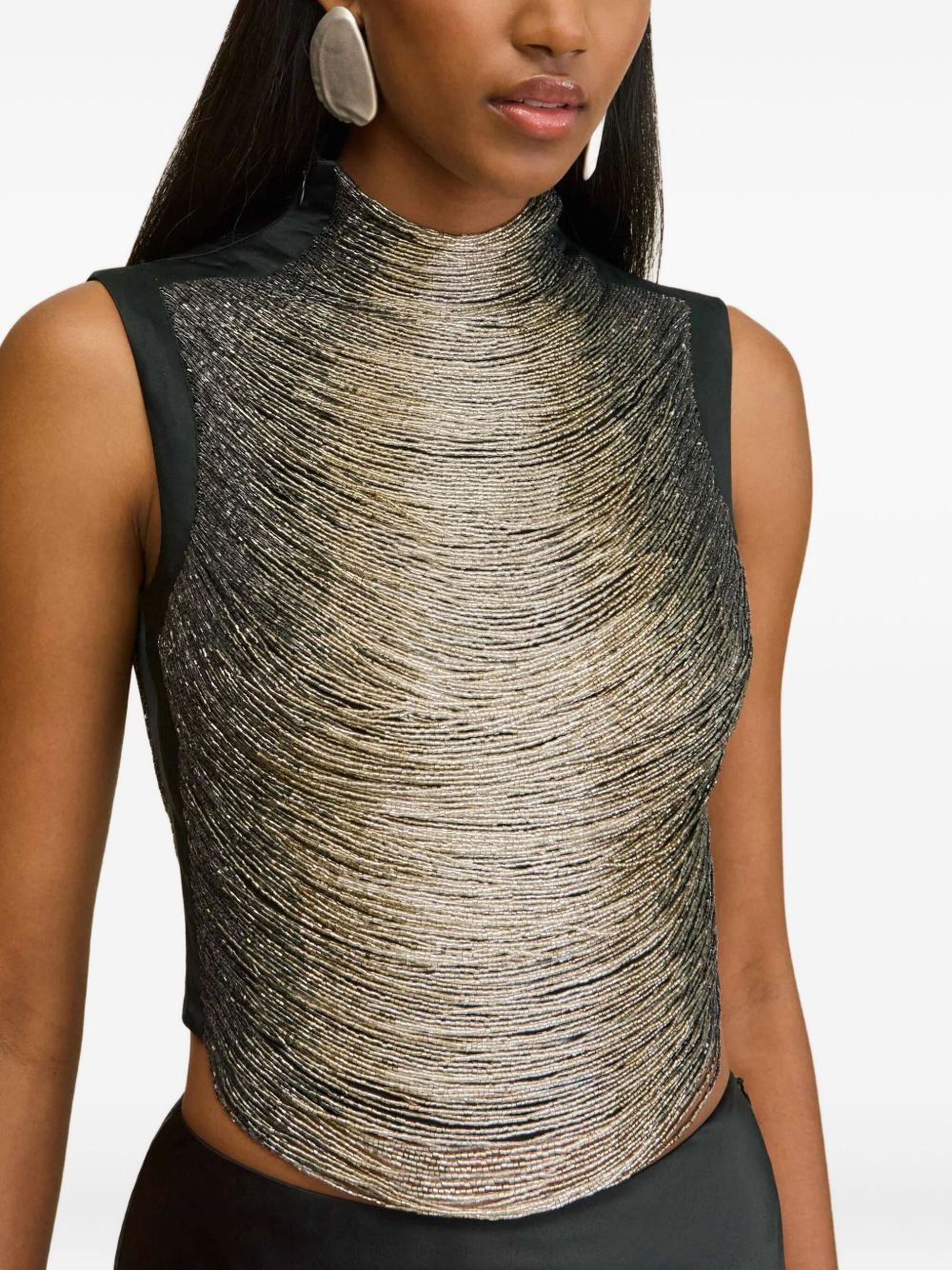 Taraji Moc-Neck Embellished Top