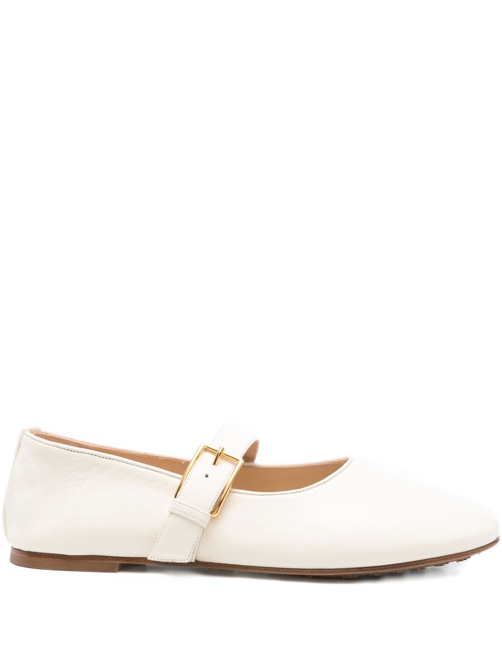 Dear Frances Buckle-strap Leather Ballet Flats In Neutral