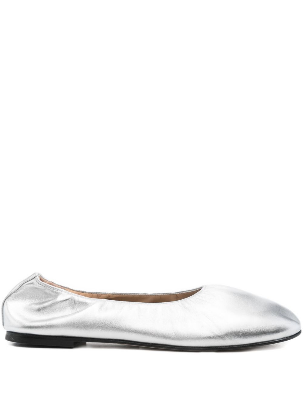 Dear Frances Metallic Leather Ballet Flats In Gray