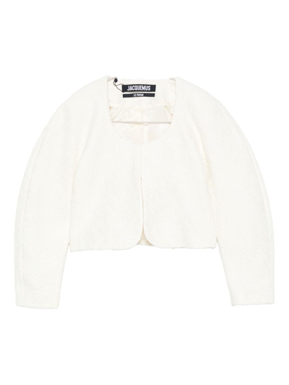 Jacquemus Cropped Tweed Jacket In White
