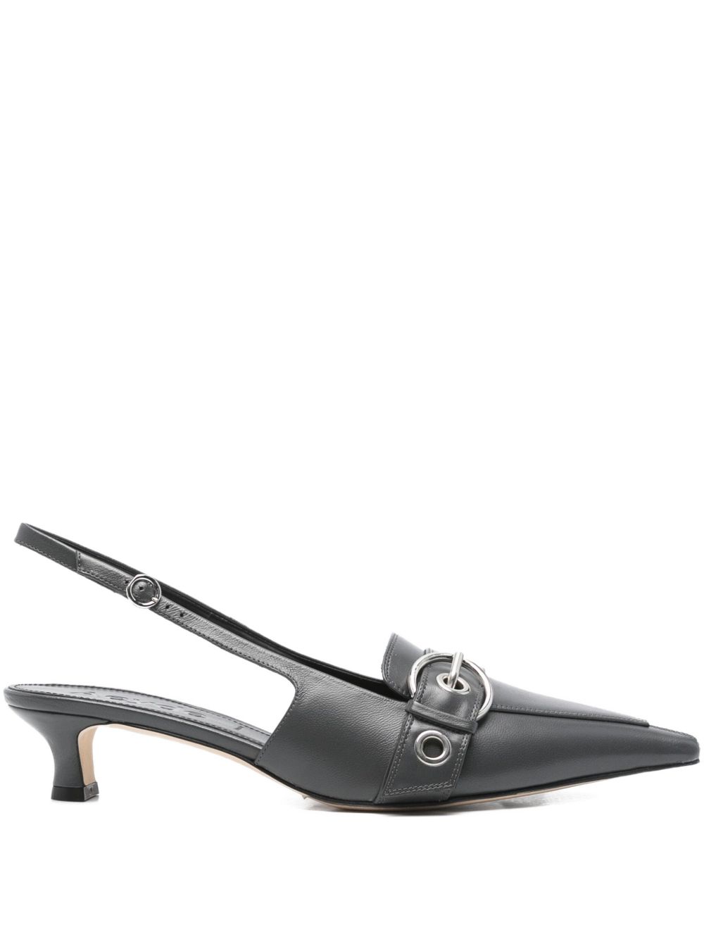 40mm Davina Buckle-Detail Pointed-Toe Slingback Pumps