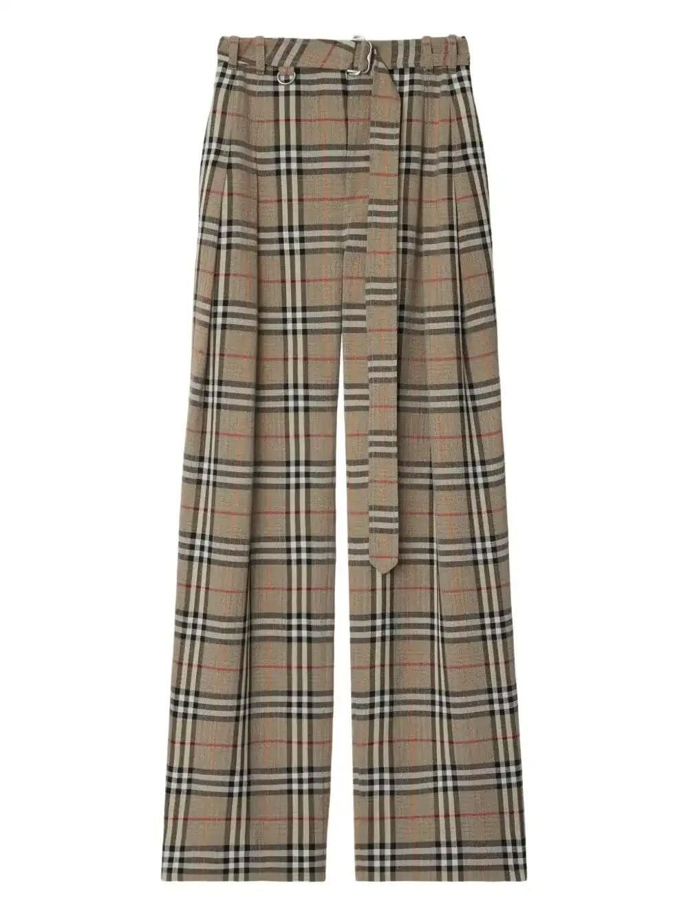 Checked Belted Trousers