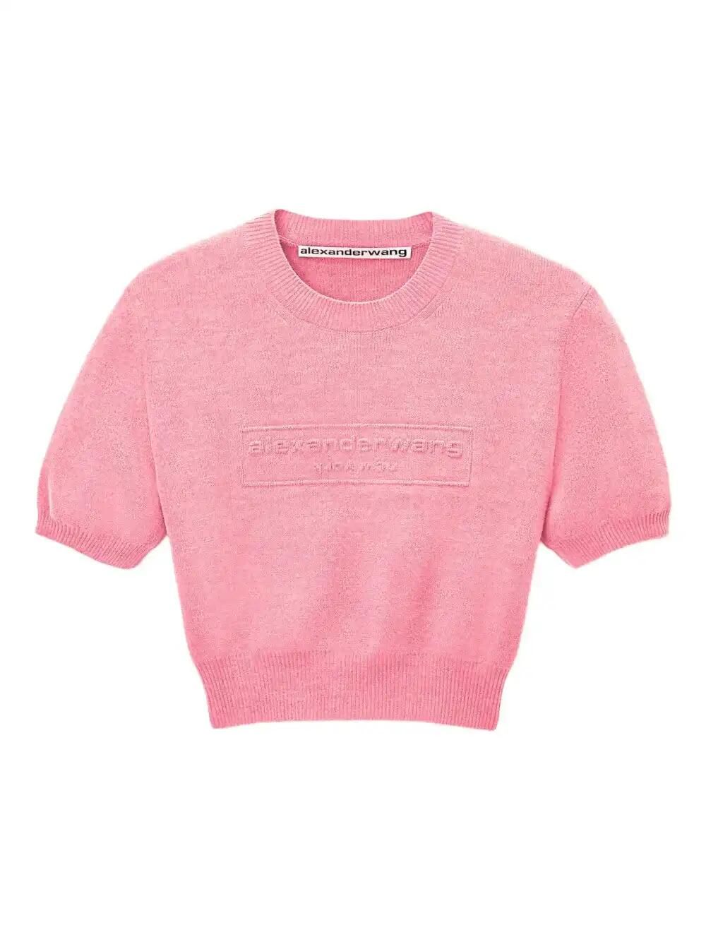 Logo-Embossed Puff-Sleeve Knit Top