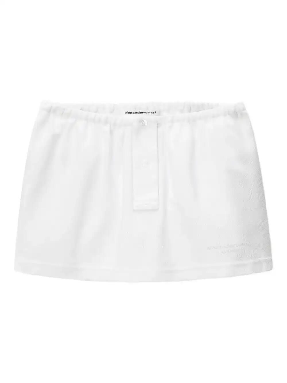 Elasticated-Waistband Buttoned Skirt