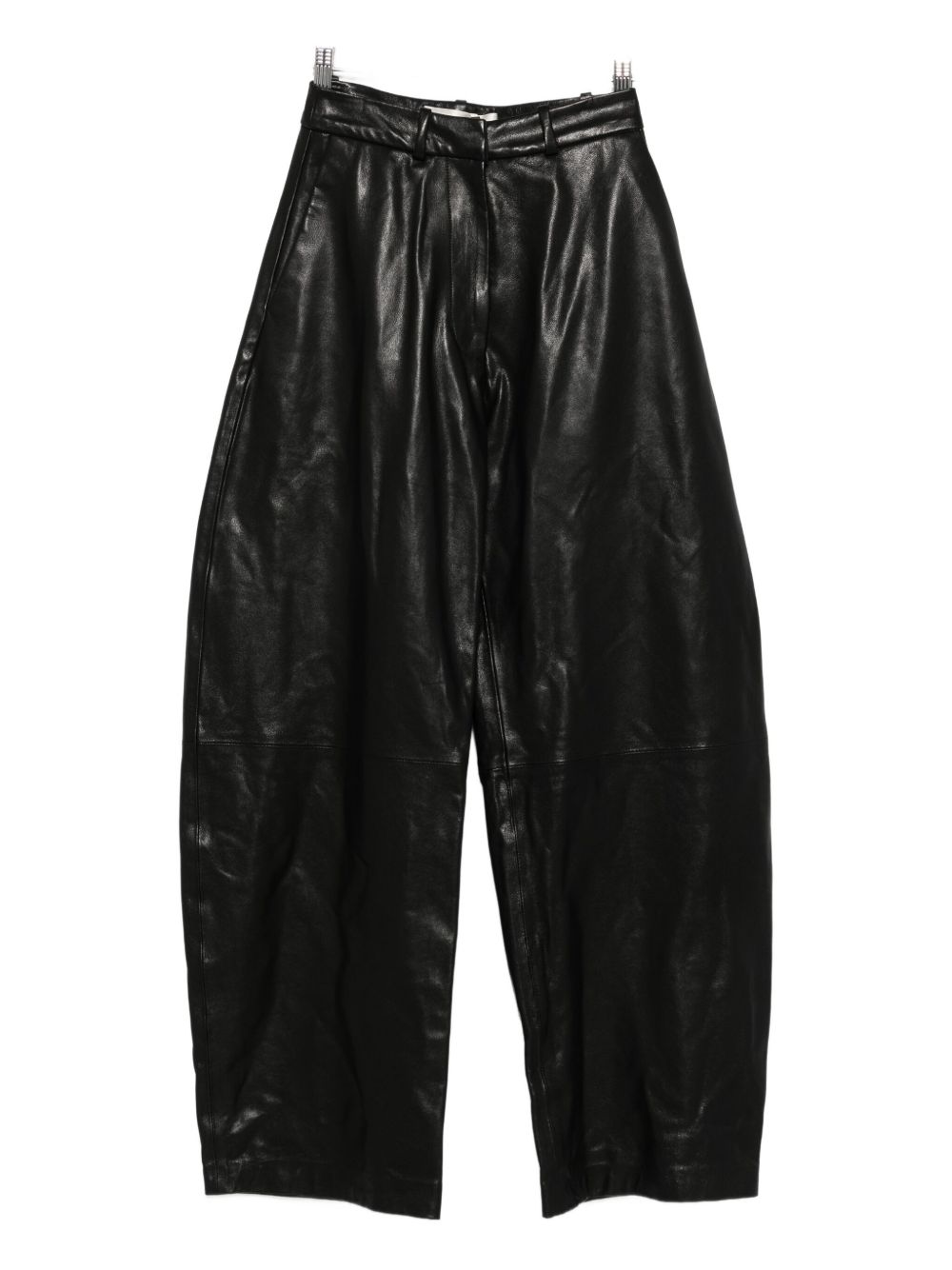 Nour Hammour Leather Wide-leg Trousers In Black