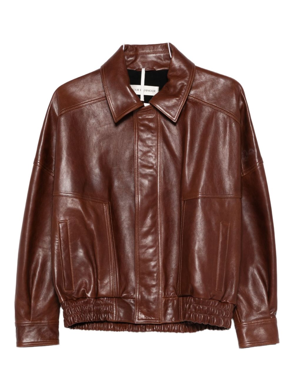 Elastic-Hem Leather Jacket