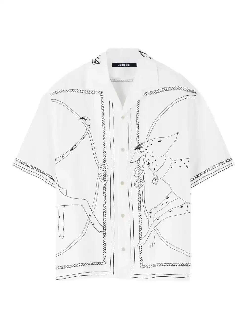 Dog-Print Short-Sleeve Shirt