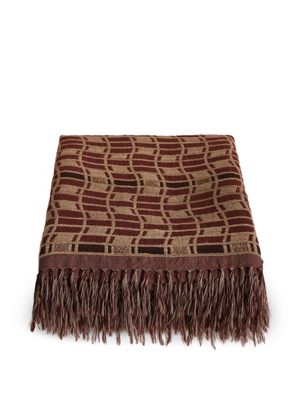Soho Home Erin Geometric-pattern Fringed Throw In Brown