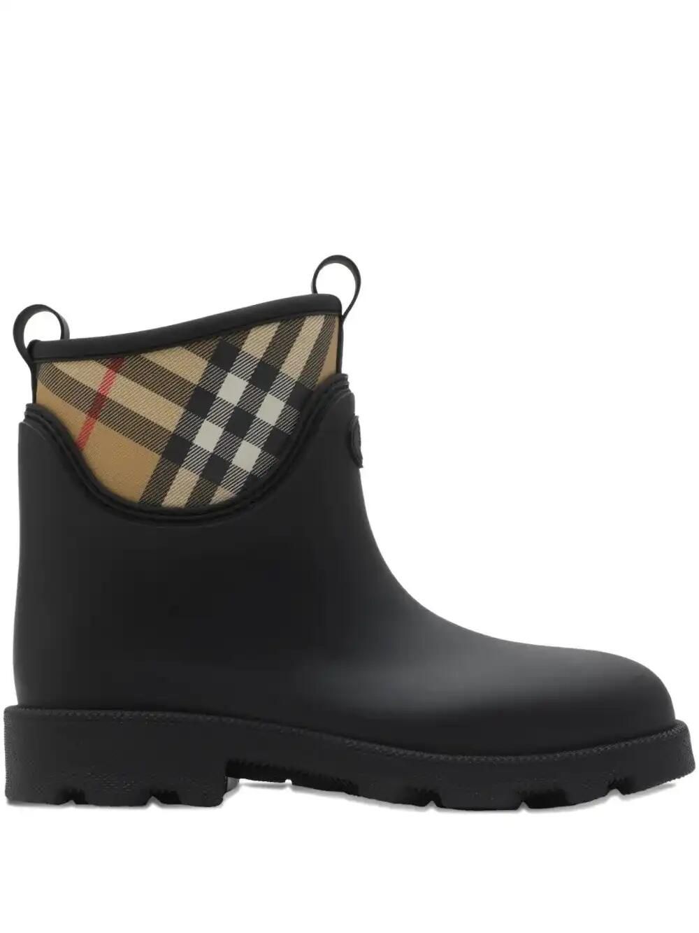 Vintage Check-Detailed Rain Boots