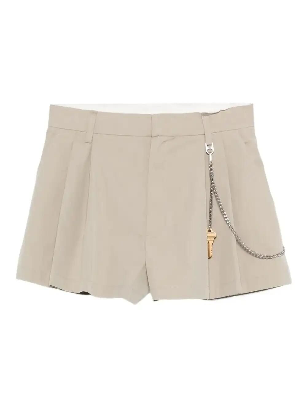 Pleated Chain-Embellished Shorts