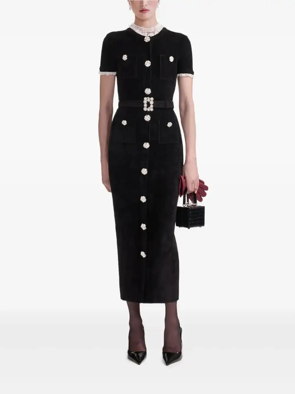 Embellished Button Midi Dress