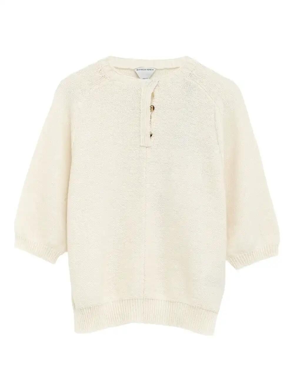 Button-Front Knitted Top