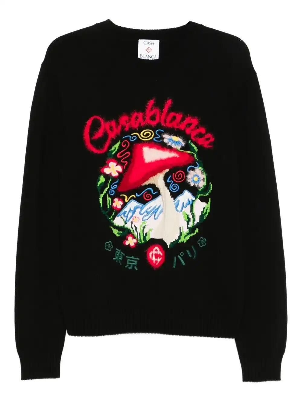 Mushroom-Embroidered Sweater